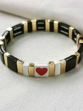 Roxanne Assoulin Neutral Heart Black Gold Classics Bracelet | NEW